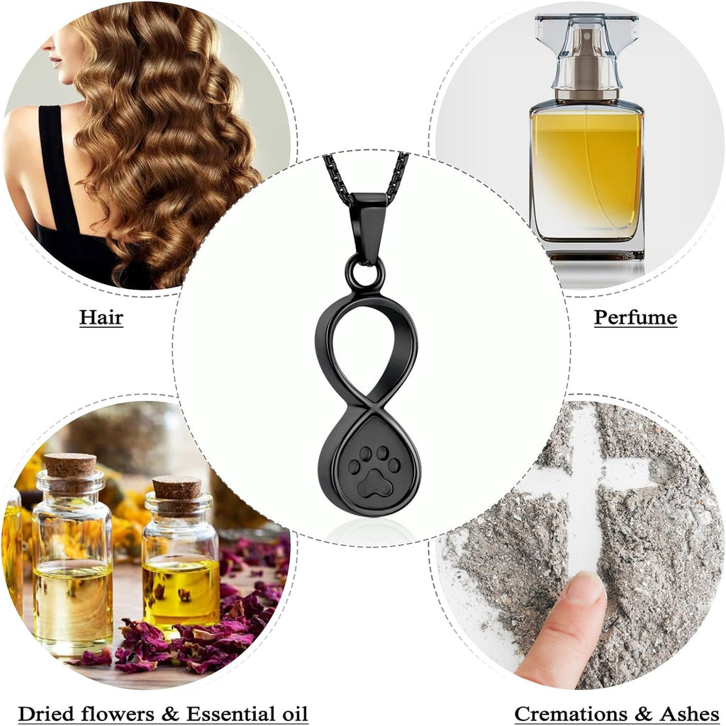 Infinity Love Pet Cremation Jewelry for Ashes of Dog/Cat Funeral Keepsake Urn Necklace Pendant Memorial Jewellery