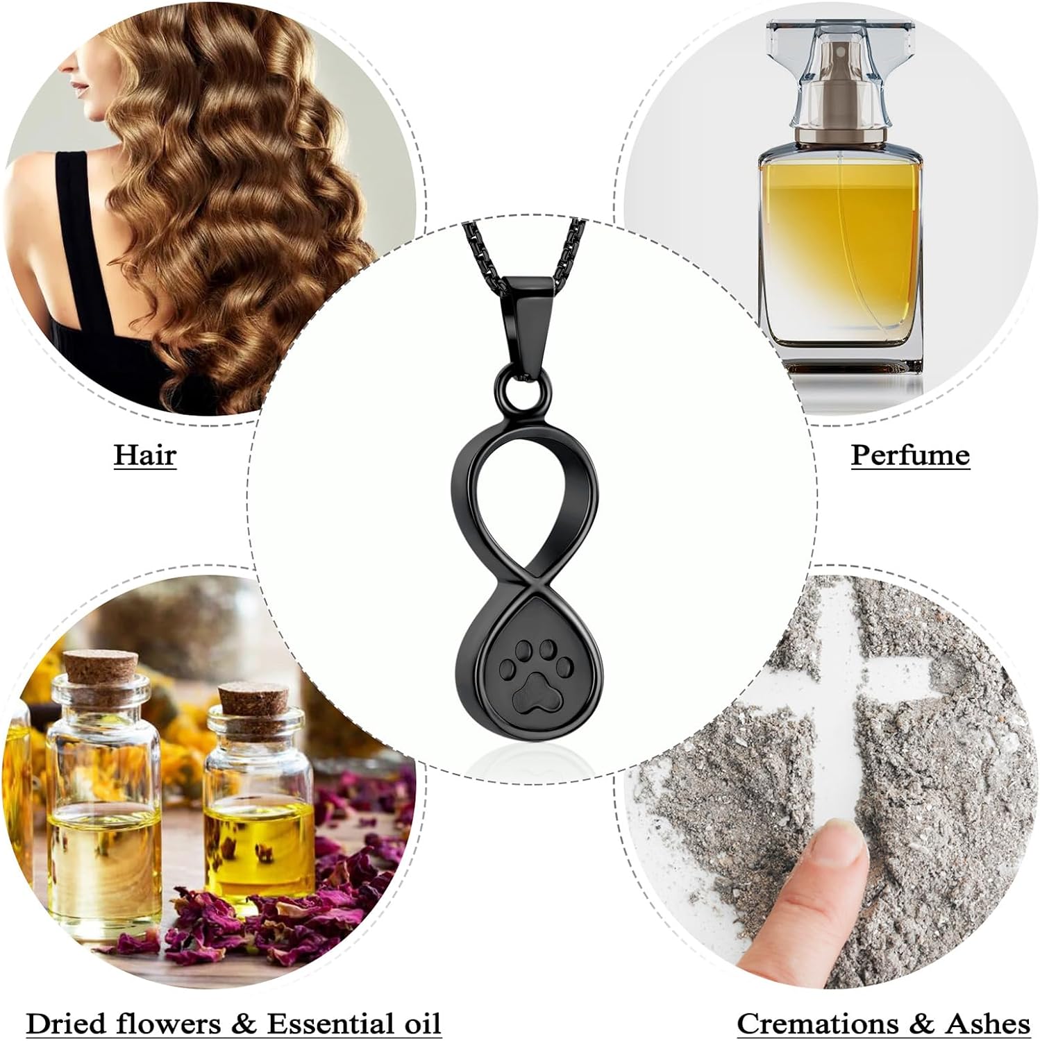 Infinity Love Pet Cremation Jewelry for Ashes of Dog/Cat Funeral Keepsake Urn Necklace Pendant Memorial Jewellery
