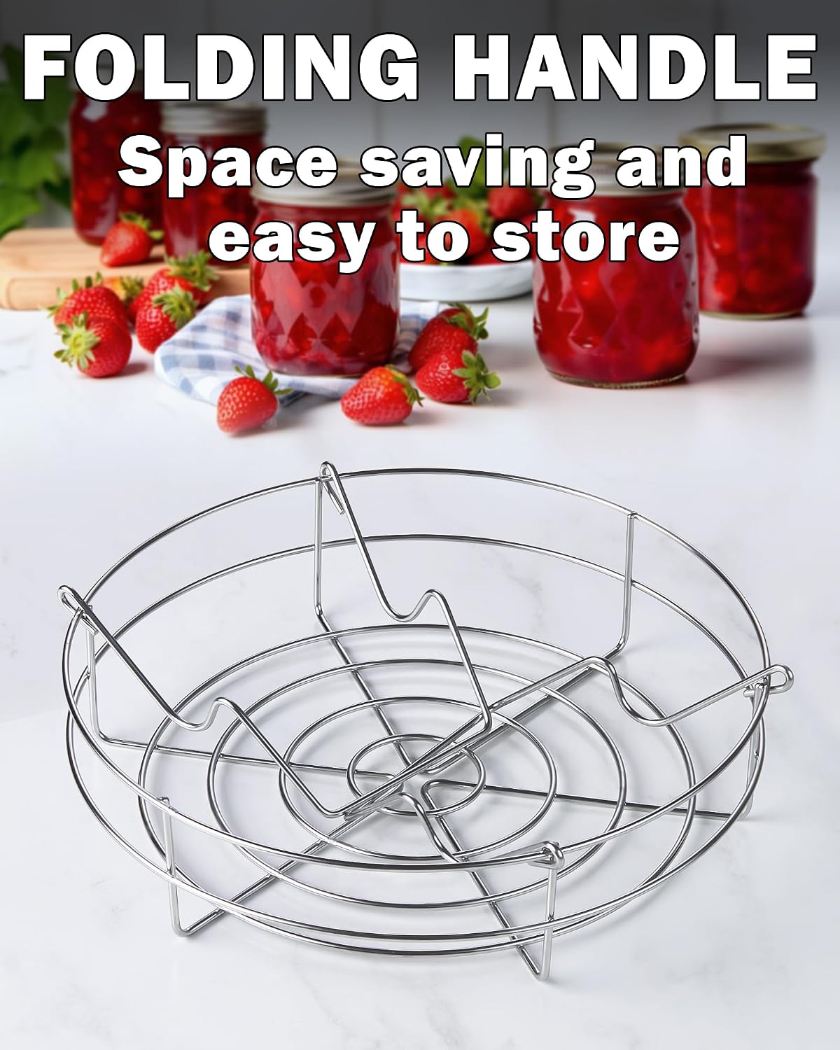 12-inch Canning Rack, 2 Pack, Stainless Steel Steamer Jar Rack Kit for Regular Wide Mouth Mason Ball Jars, Holds 8