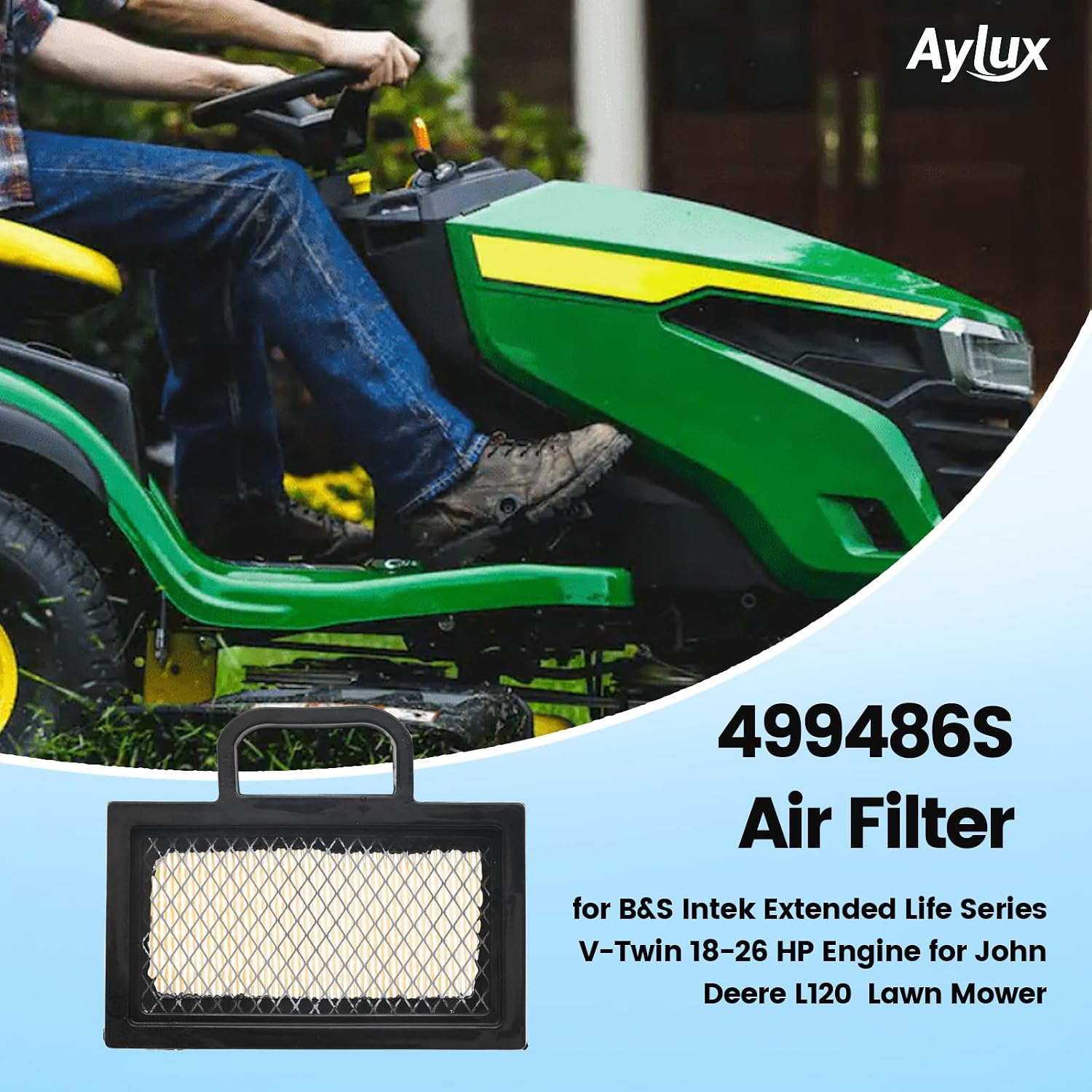499486S 698754 Air Filter with with 492932S AM125424 Oil Filter | Fits B&S Intek Extended Life Series V-Twin 18-26 HP