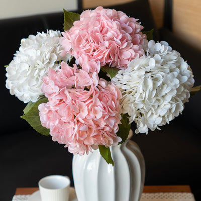 22in Soft Real Touch Hydrangea Artificial Flowers, Large Long Stem Latex Faux Flowers for Wedding Bouquet, Party