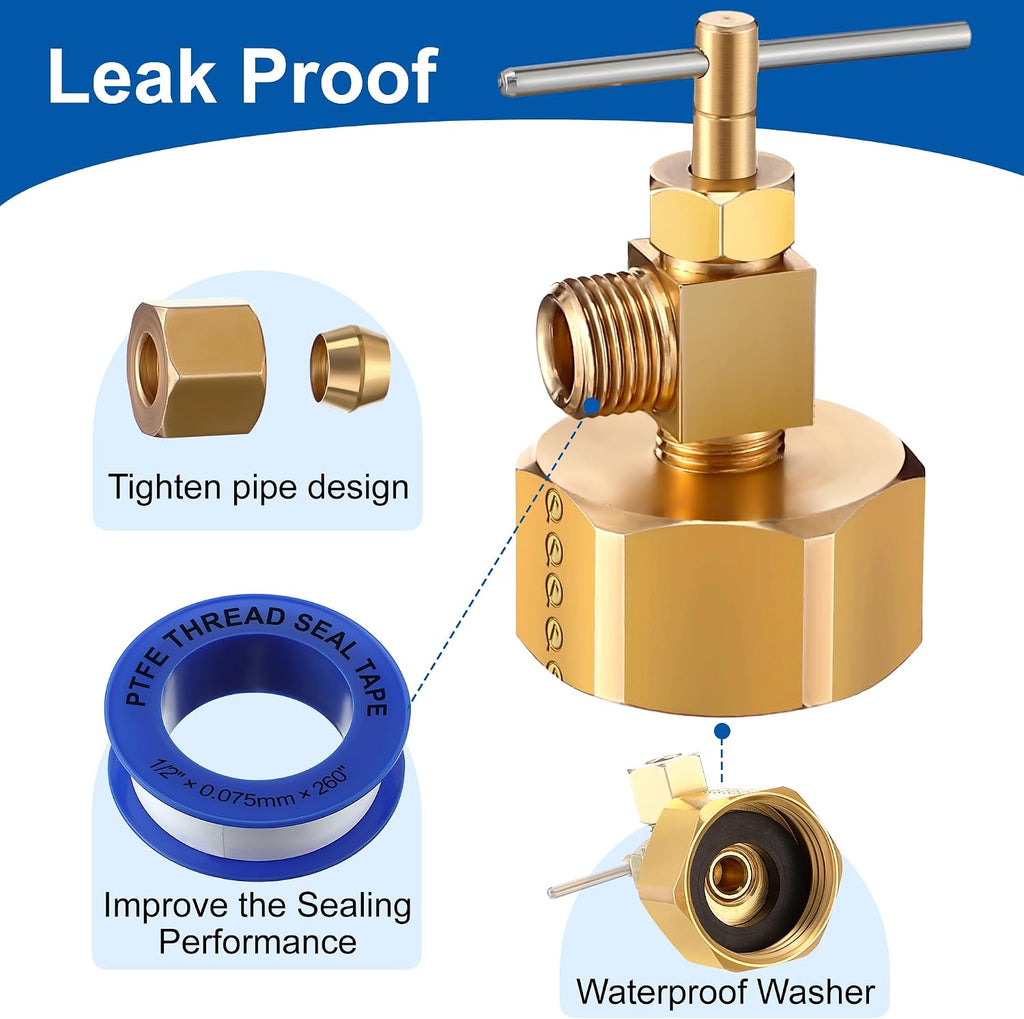 Enhon 3/4 In Garden Hose to 1/4 In Compression Needle Valve
