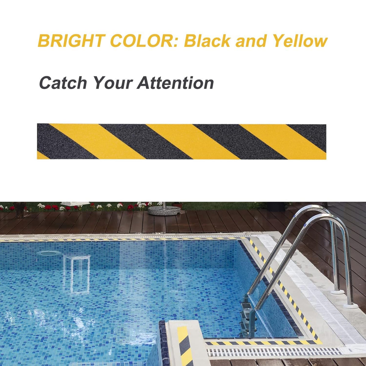 Anti Slip Safety Grip Tape 2 Inch x 60 Ft Heavy Duty Black & Yellow