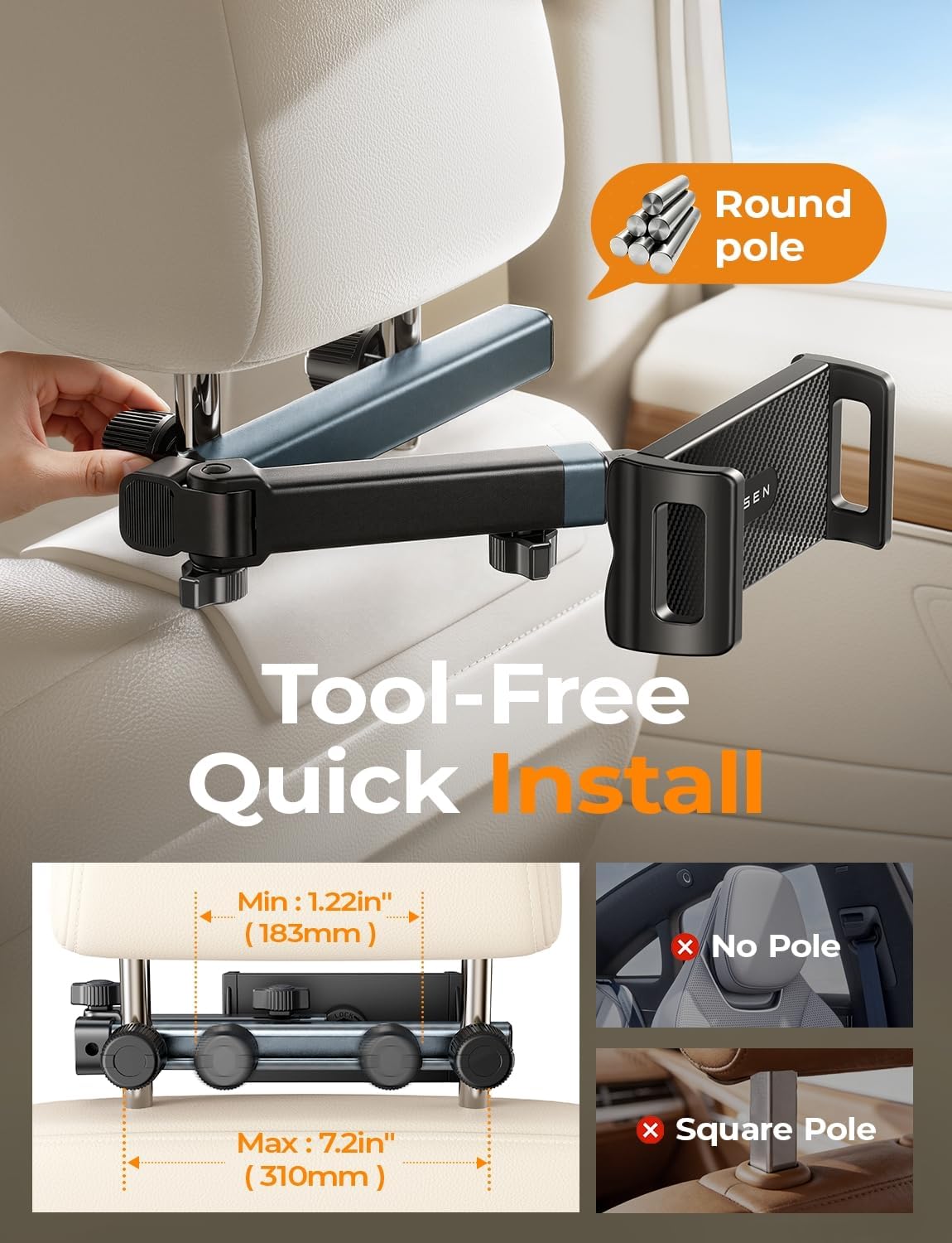 for iPad Holder Car Tablet Mount, Road Trip Essentials Toddler Kids Travel Gifts, Car Accessories for Women Interior
