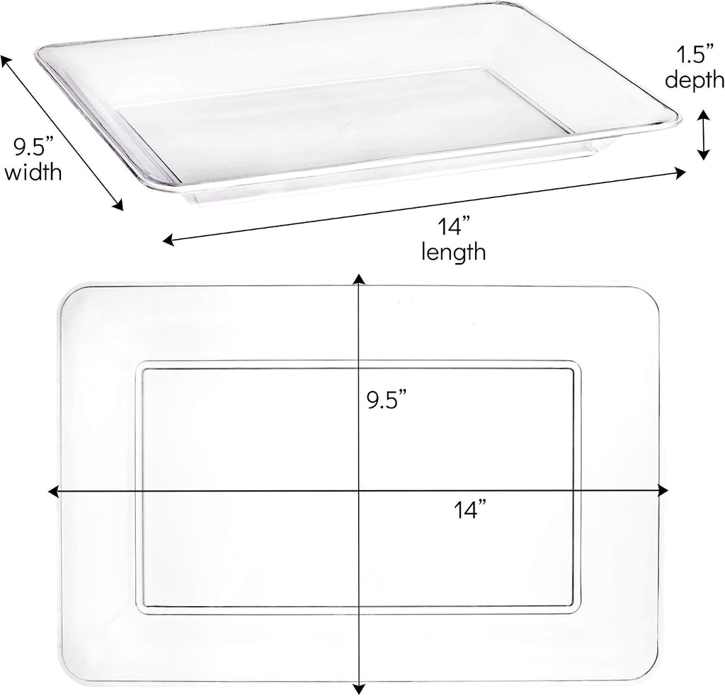 Clear Plastic Serving Trays - Serving Platters Rectangle Pack of 4