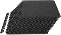 0.56Inch 48sq.ft 12 Tiles Gym Flooring for Home Gym, Rubber Top with High Density EVA Foam, 25 x 25In Gym Floor