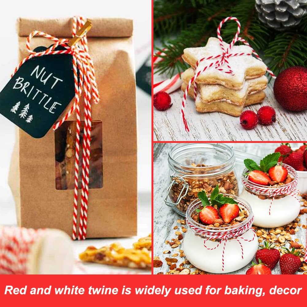 Red and White Twine, 656 Feet 2mm Cotton Bakers Twine String