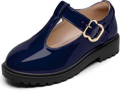 Girls Shoes School Mary Jane Uniform Dress Shoes Kids Loafers T-Strap Flats