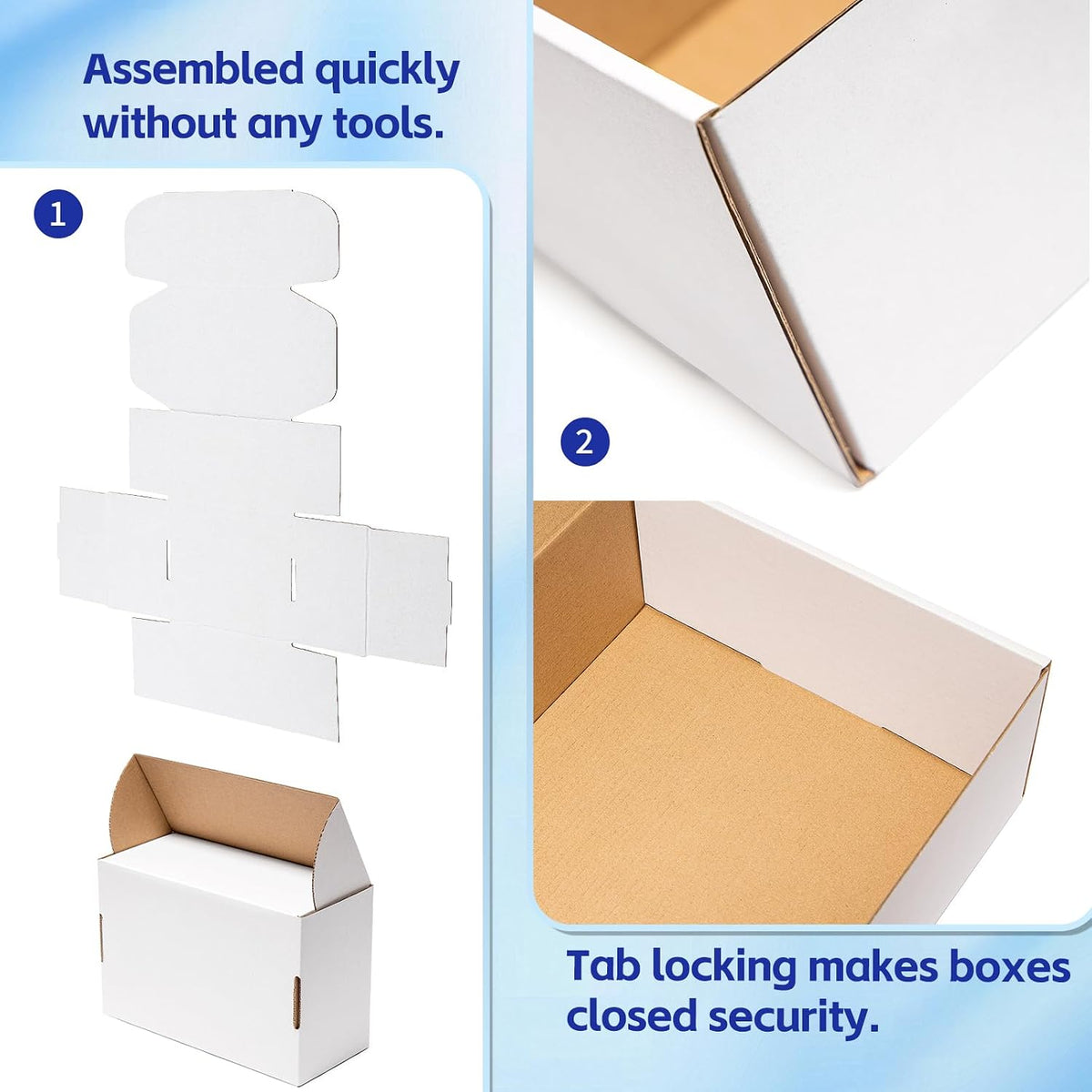 14x8x5" Shipping Boxes 20 Pack White Corrugated Cardboard Box
