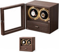 Automatic Watch Winder for Men and Women, Dual Watch Winder with Quiet Motor, Wood Grain Case with Glass Door, Ideal