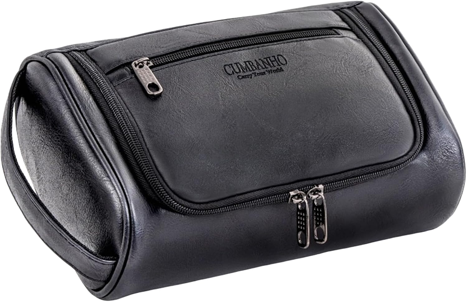 Mens Toiletry Bag,Compact Dopp Kit for Men Travel, PU Leather Shaving Kit, Water-Resistant Minimalist Organizer with