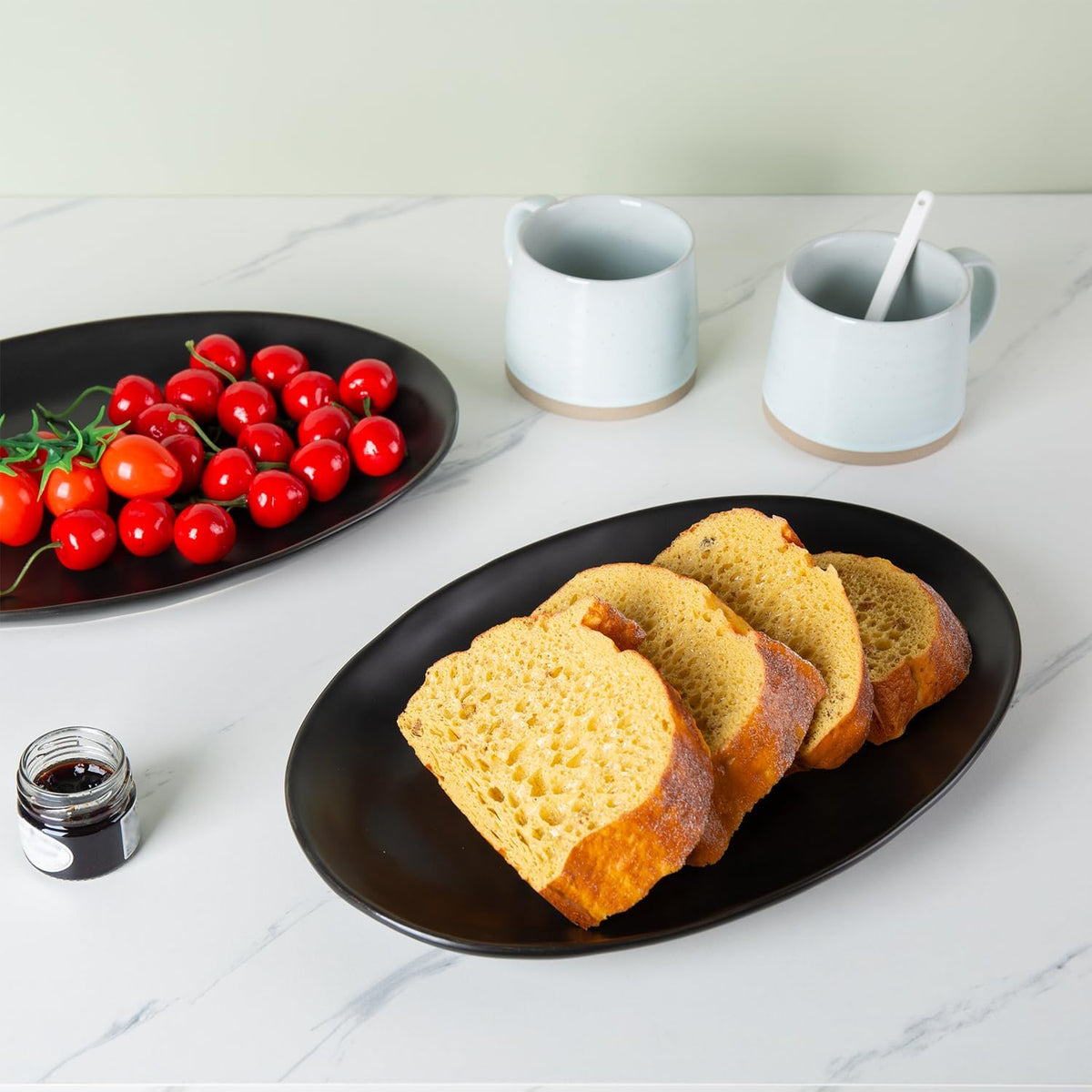 Ceramic Serving Platters, 12" Black Serving Tray, Serving Plates, Set of 3