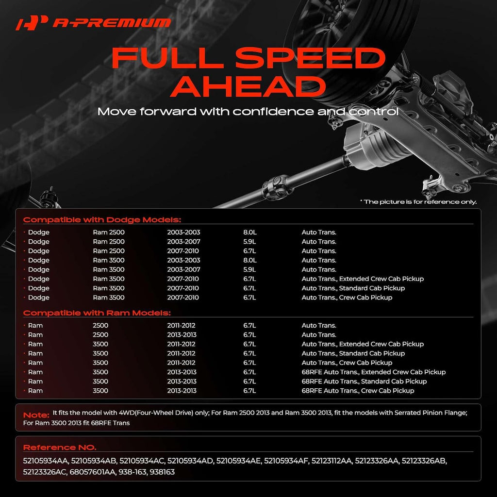 A-Premium Front Drive shaft Driveshaft Assembly Compatible with Dodge
