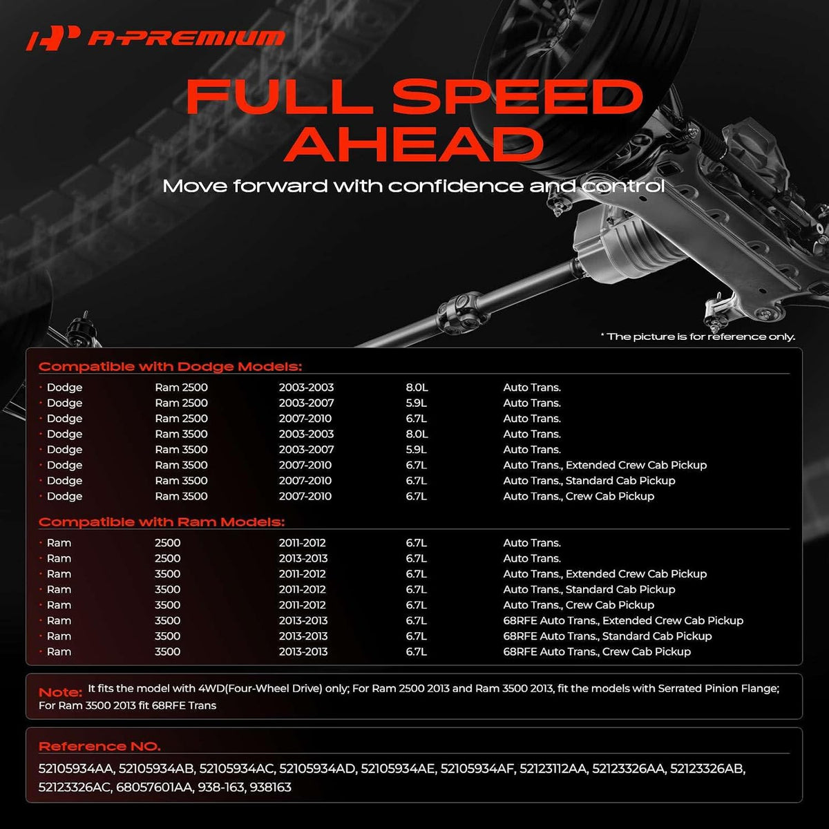 A-Premium Front Drive shaft Driveshaft Assembly Compatible with Dodge