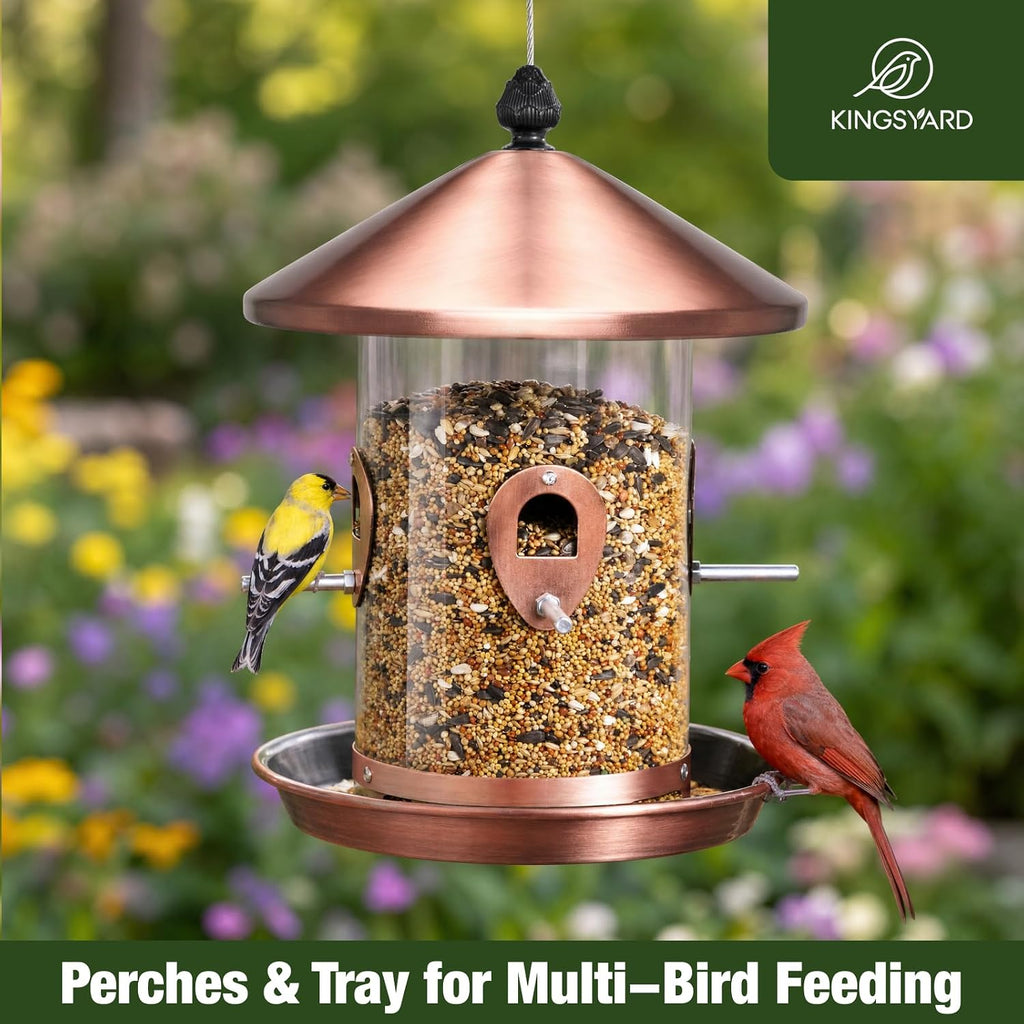 Large Metal Bird Feeder for Outdoors Hanging, Tube Bird Feeders