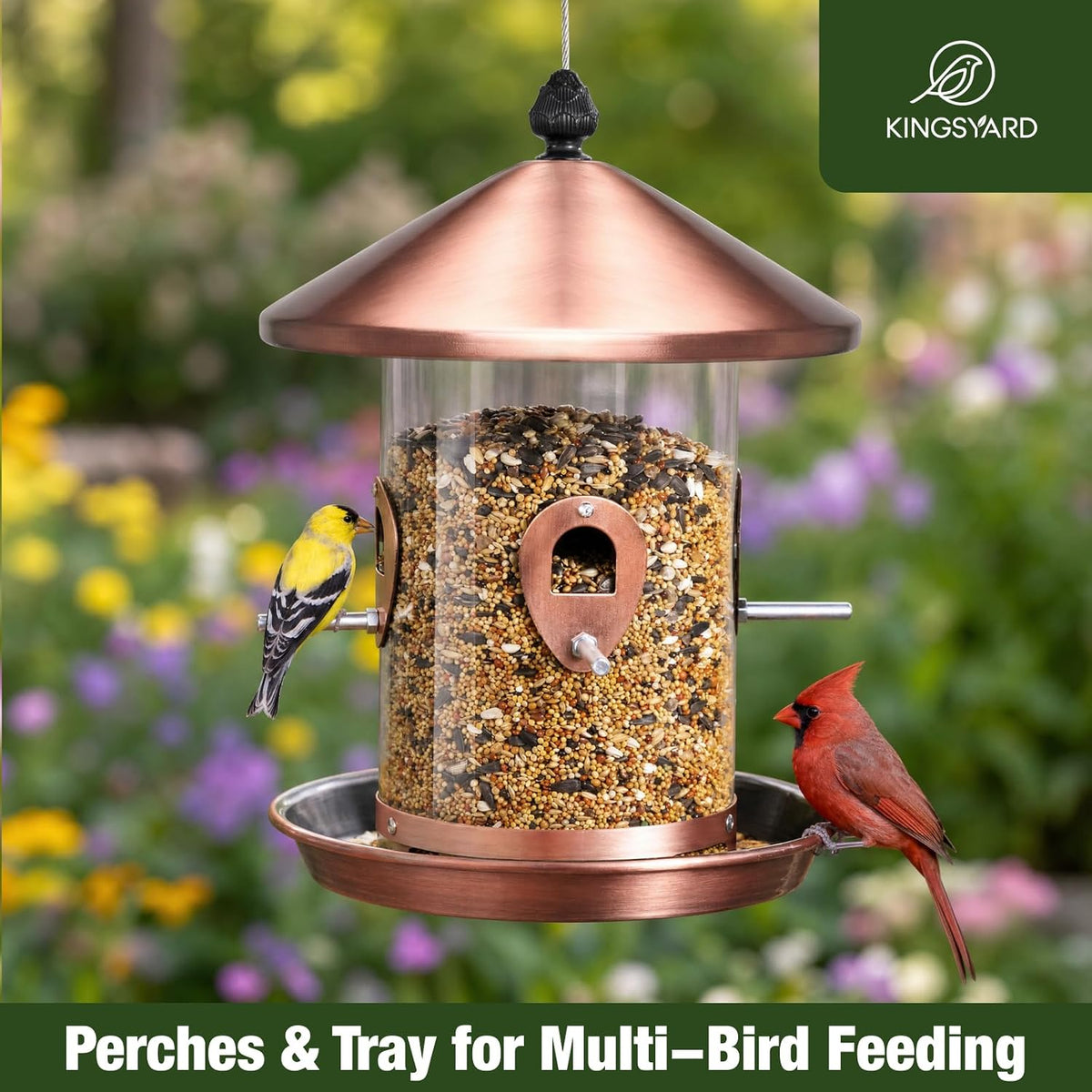 Large Metal Bird Feeder for Outdoors Hanging, Tube Bird Feeders