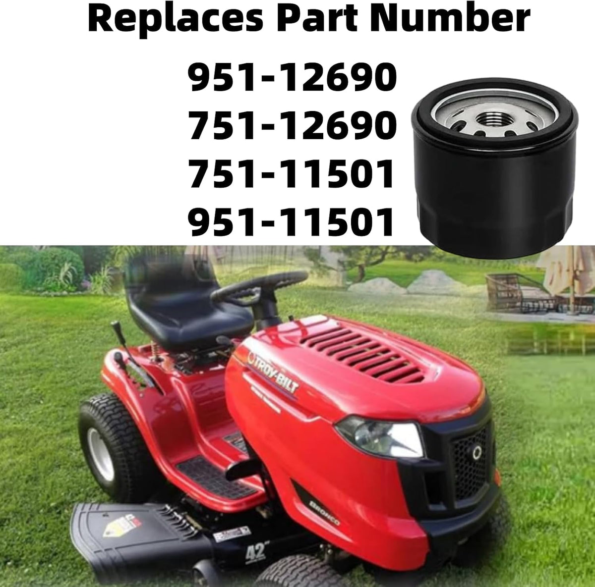 951-12690 751-12690 Oil Filter Fits for Cub Cadet MTD 4P90HU 4P90JT 4P90JUC 4P90M0 4P90MU 4P90MUA 4X90HU 4P90JU 4P90JUA 4P90JUB 4P90HUA 4P90HUB 4P90JHA Craftsman LT1500 T1000 R1000 Lawn Mower Parts