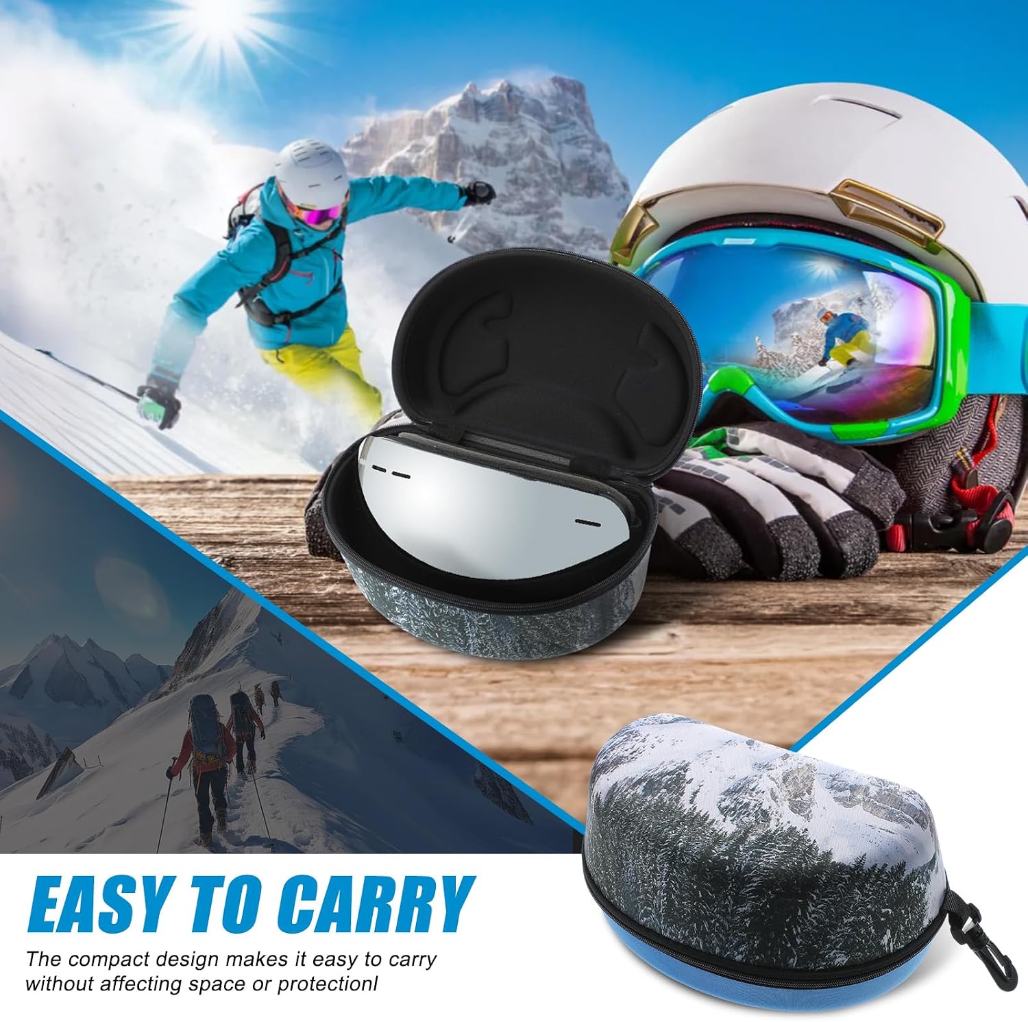 2 Pcs Ski Snow Goggle Case Large Goggle Cases Hard Shell Swim Sunglasses Hard Boxes Large Protective Hardcover