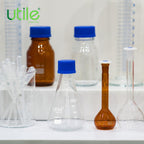 2 Pcs 500ml Glass Erlenmeyer Flask with Blue Cap, Narrow Mouth Erlenmeyer Flasks, Borosilicate 3.3 Glass Conical