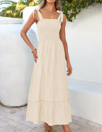 Womens Summer Boho Spaghetti Strap Maxi Dress