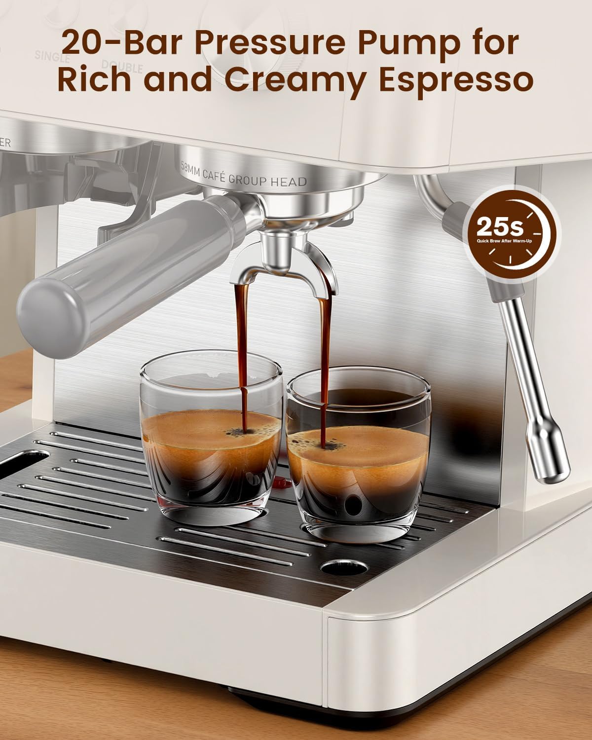 (2026 Upgrade) 20 Bar Espresso Machine with Built-in Anti-Clog Coffee Grinder, Expresso Coffee Machines with Milk