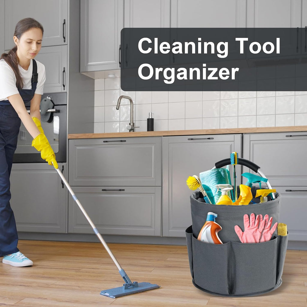Cleaning Caddy with Handle, Cleaning Products Organiser, 17L Foldable Storage Basket, Cleaning Caddy Organiser