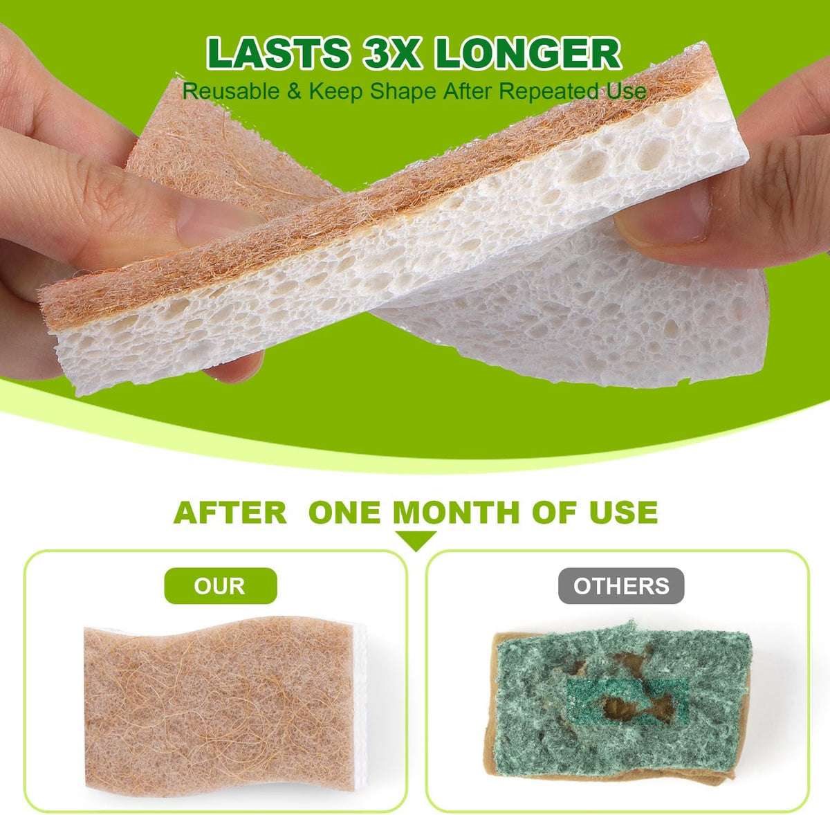 Kitchen Dish Sponges, 24 PK Non Scratch Natural Sponge for Dishes
