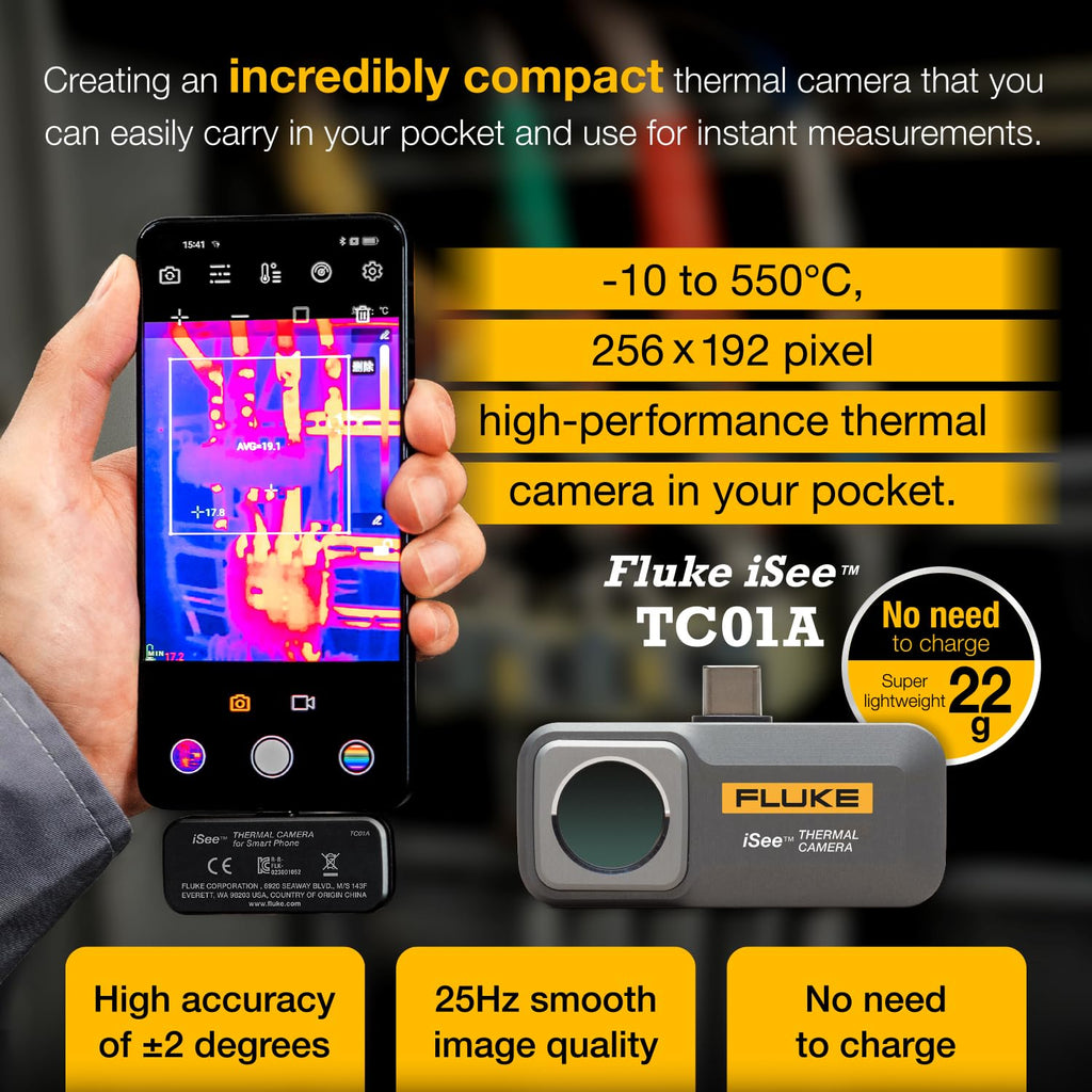 Fluke Thermal Camera for Android smart Phones (USB-C) Professional Grade Plug&Play
