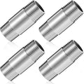 4 Pcs 304 Stainless Steel 1/2 NPT Pipe Nipple 2" Length