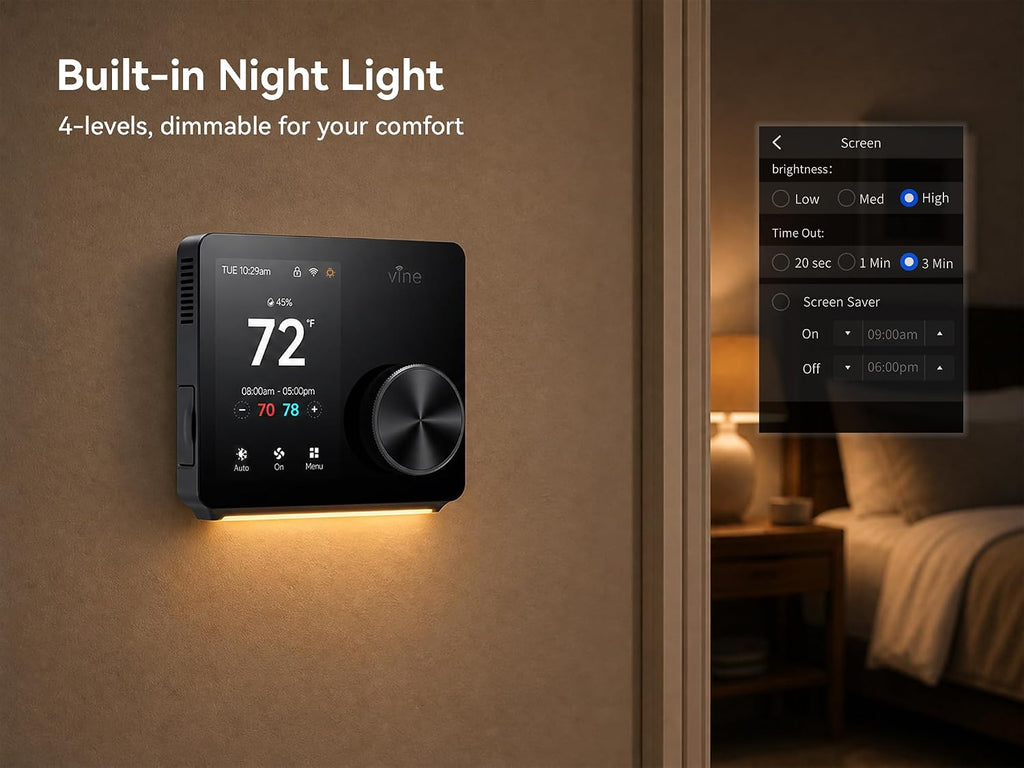 Smart Thermostats for Home with Large Knob - WiFi Thermostat for House with Nightlight, 7x8Period Programmable