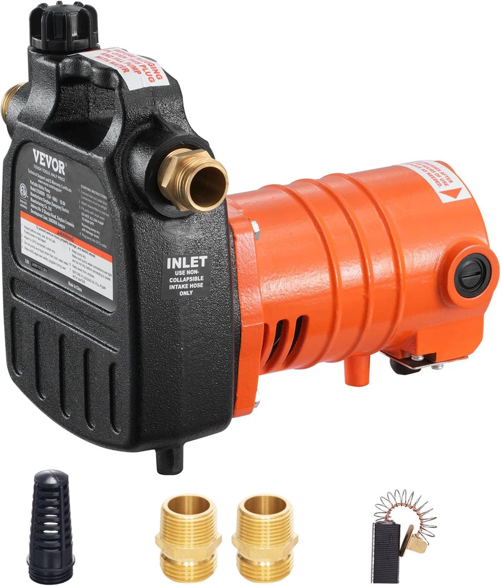 VEVOR Cast Iron Water Transfer Pump, 115V AC, 1600 GPH 1/2HP, Portable