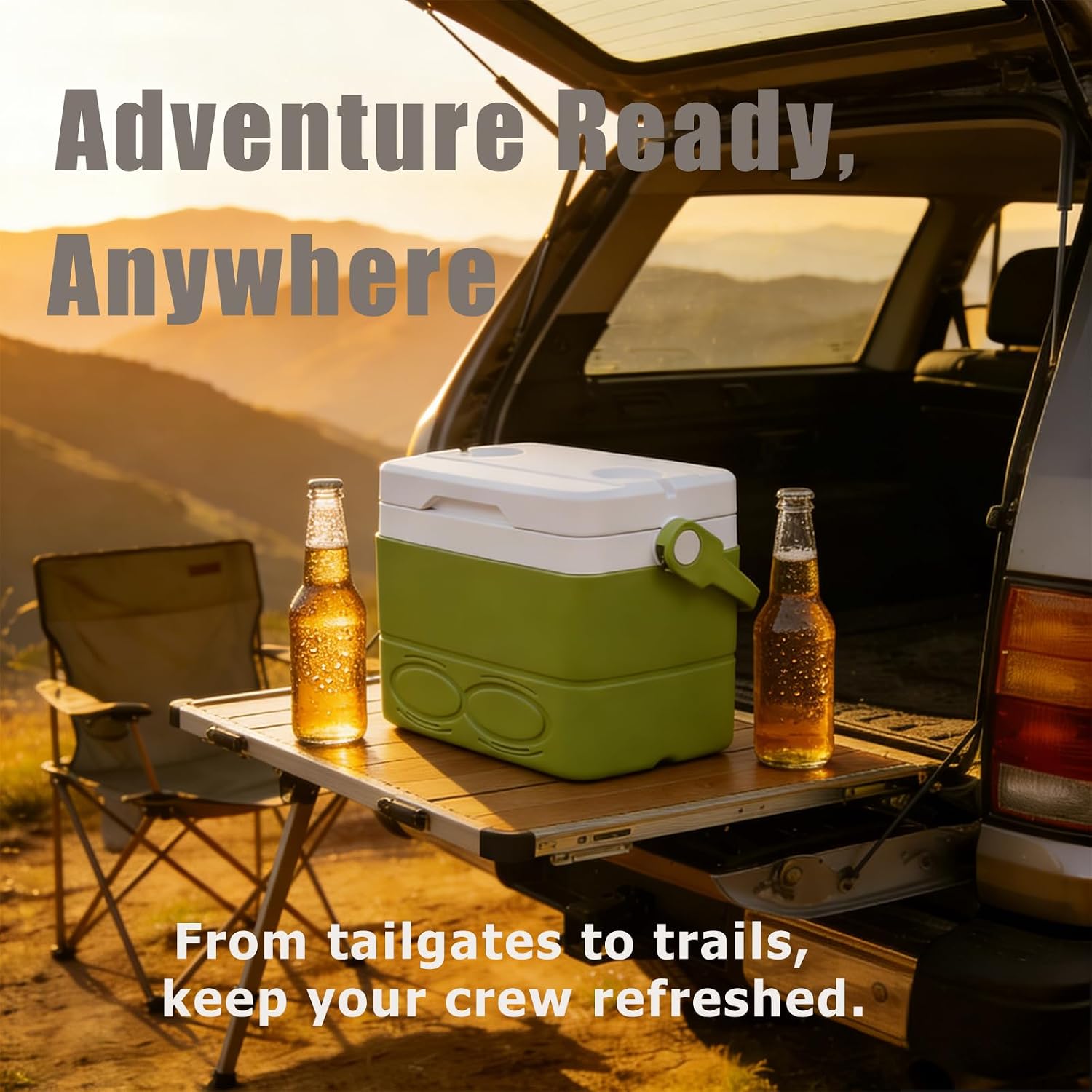 Insulated Camping Cooler, 2.25Gal Portable Small Cooler with Handle, Lightweight with Cup Slots, Ideal for Camping