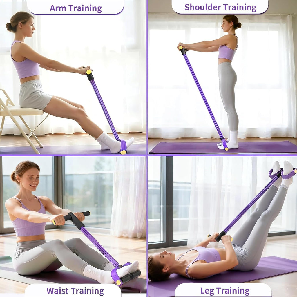 Pedal Resistance Bands with Handles, Upgrade 6-Tubes Elastic Bands for Exercise, Natural Rubber Foot Pedal Resistance