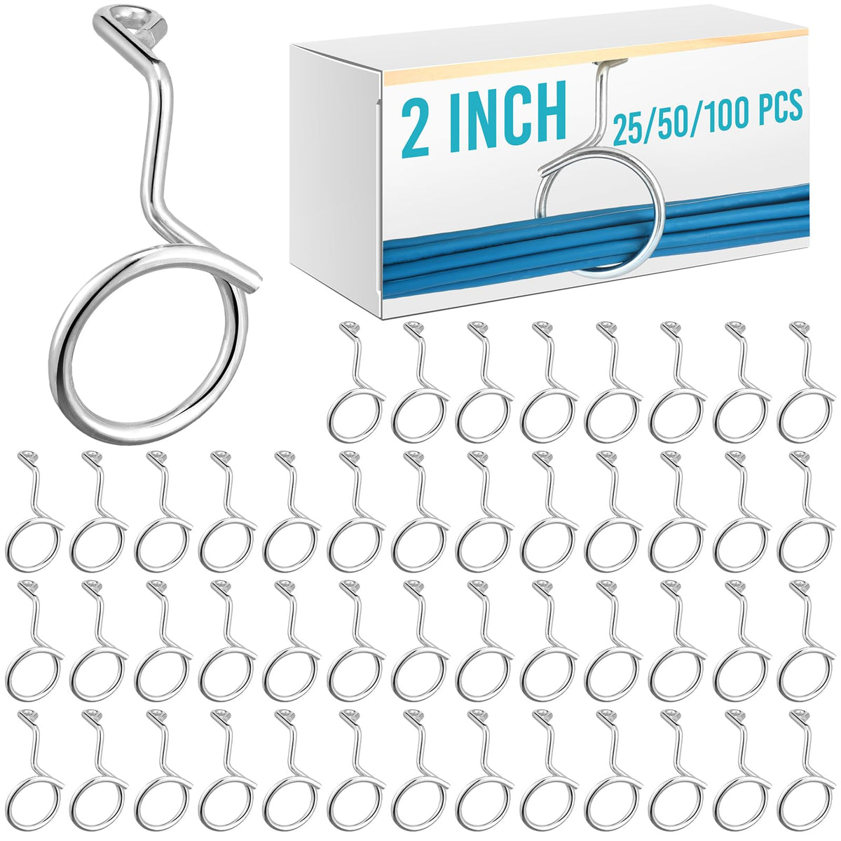 Blulu 100 Pcs Bridle Rings, 2 Inch Low Voltage Wire Cable Rings