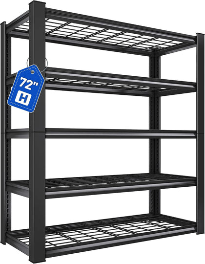 72" H Garage Shelving, 3010LBS Heavy Duty Storage Shelves, Tool-Free Adjustable Industrial Organizer Shelf for Garage