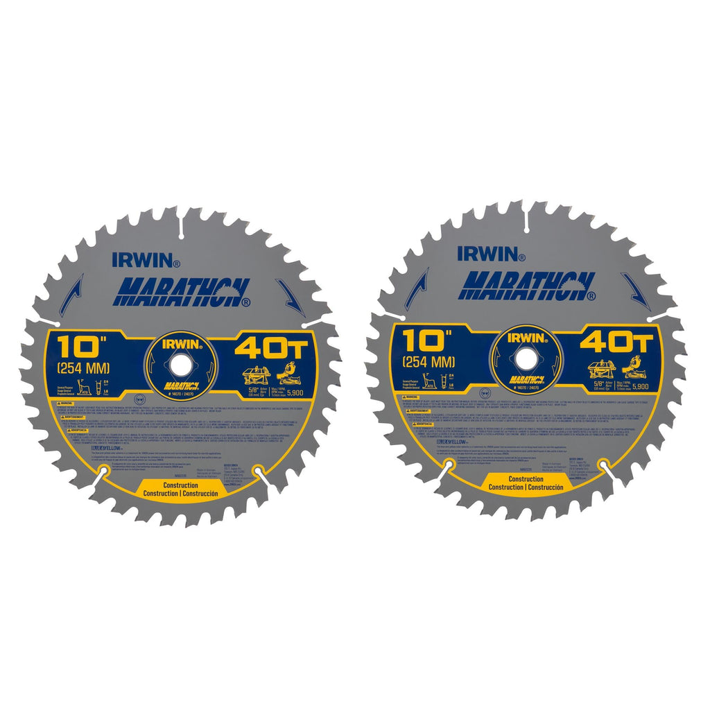 IRWIN 10 Inch 40T Large Diameter Steel Miter/Table Saw Blades Combo Pack (IWAS1040CMB)