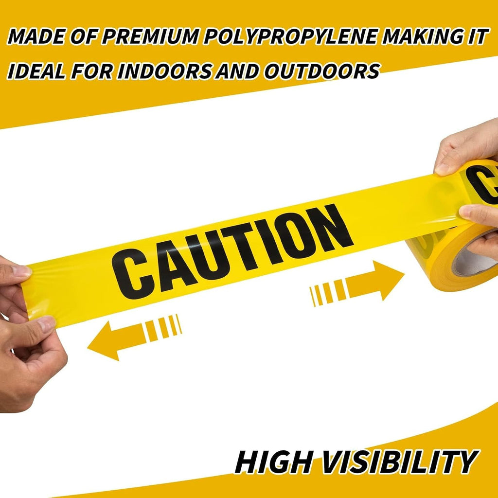 Yellow Caution Tape 12 Pack, 3inch x 1000 ft, Halloween Decoration Party Tape Bulk, Waterproof Construction Warning