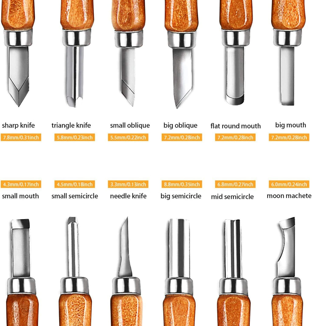 Wood Carving Knife Set, 20 PCS Wood Carving Kit | Carbon Steel, Wood Hand Tool for DIY Sculpture Carpenter Experts