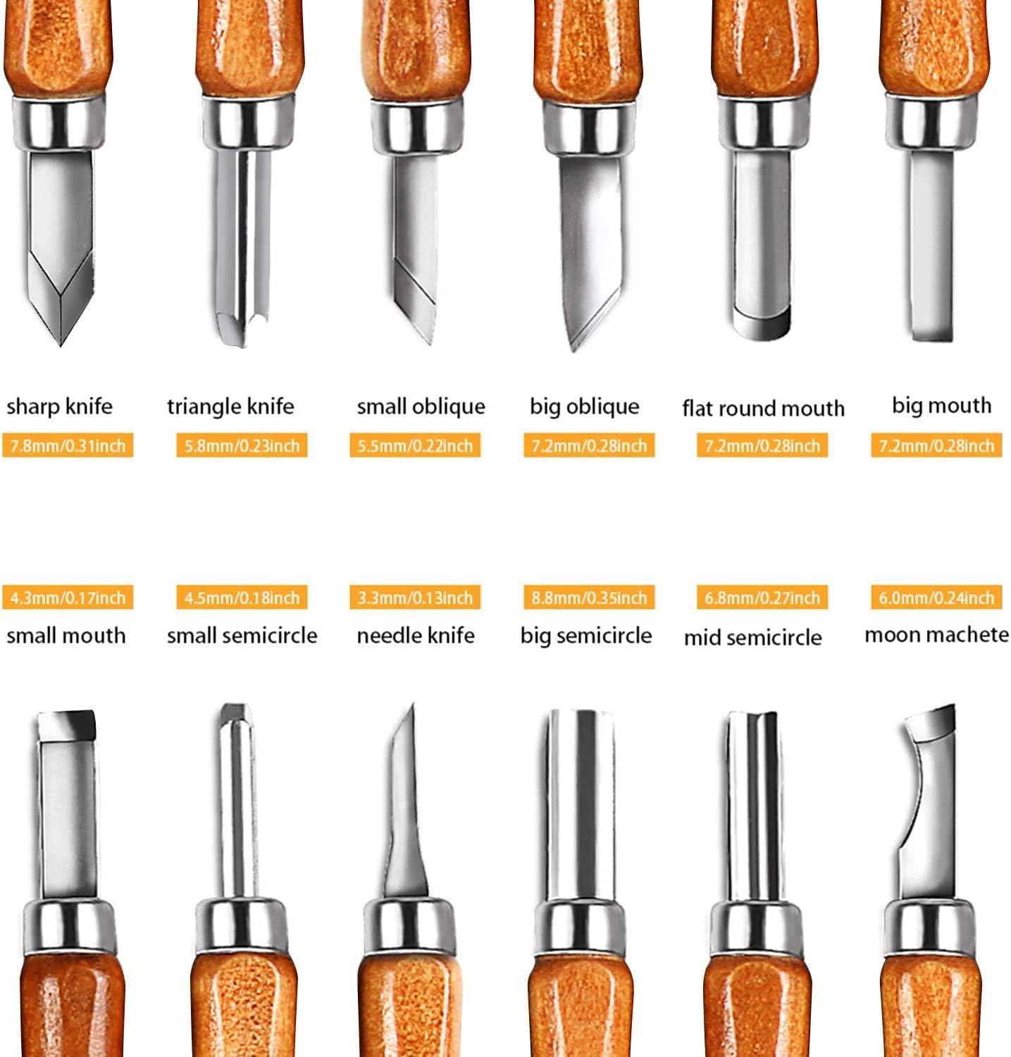 Wood Carving Knife Set, 20 PCS Wood Carving Kit | Carbon Steel, Wood Hand Tool for DIY Sculpture Carpenter Experts