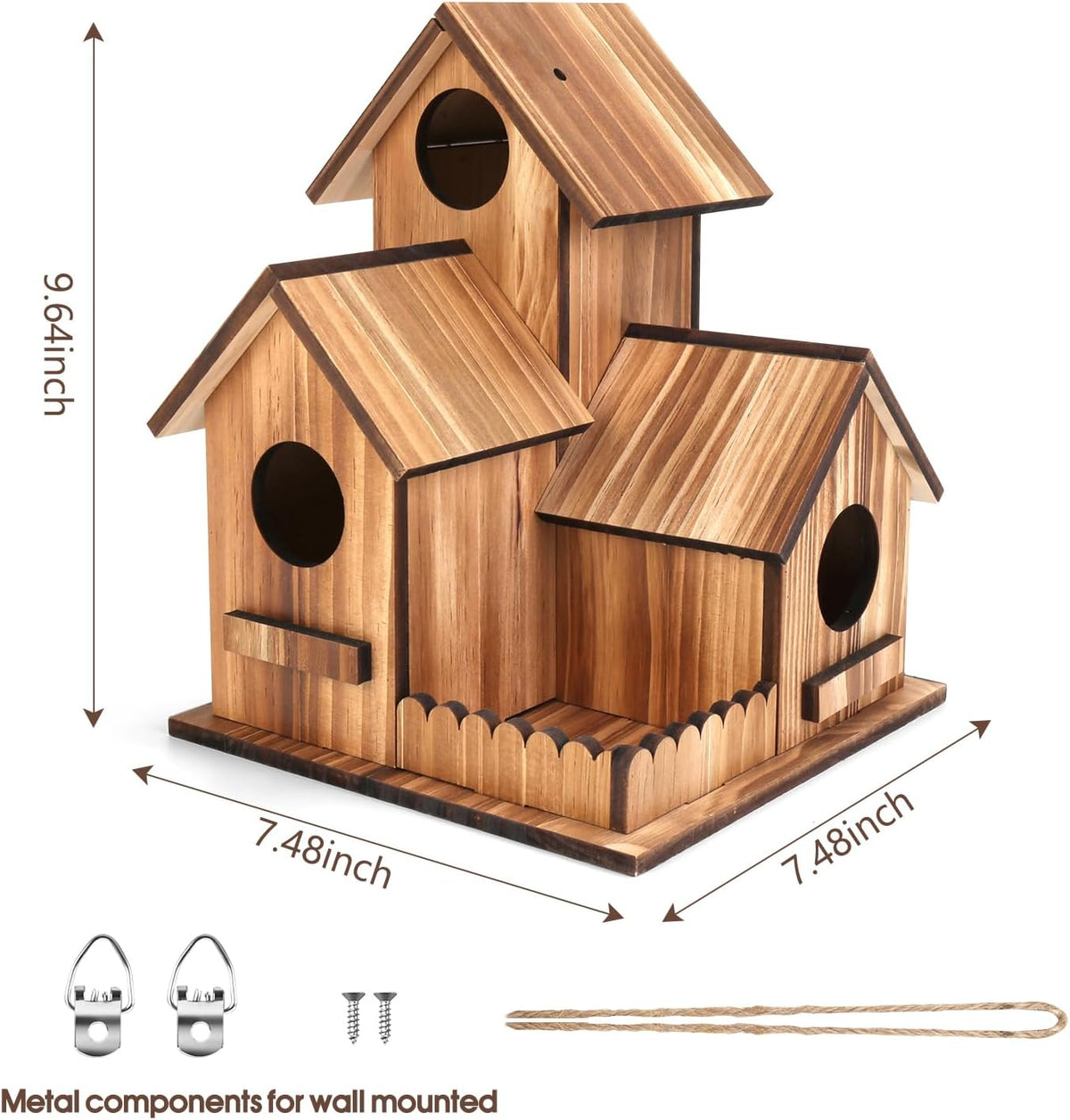 Bird Houses for Outside, Outdoor 3-Hole Large Birdhouse Bird Feeder for Bluebirds, Finches, Cardinals and Yellow