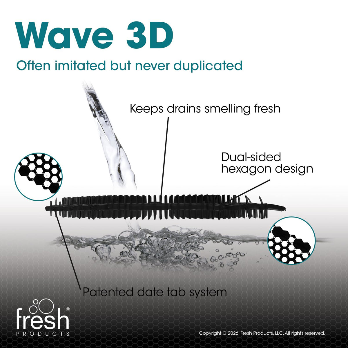 Wave 3D Urinal Screen Deodorizer, Midnight Coast,10 packs