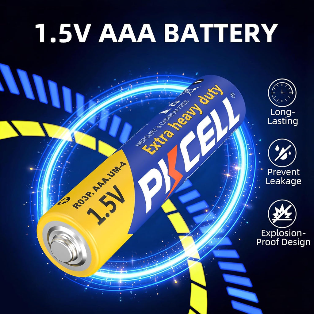 AAA Batteries 100 Pack, Triple A Batteries | 1.5V High-Performance Carbon Battery for LED Candles Clock Remote