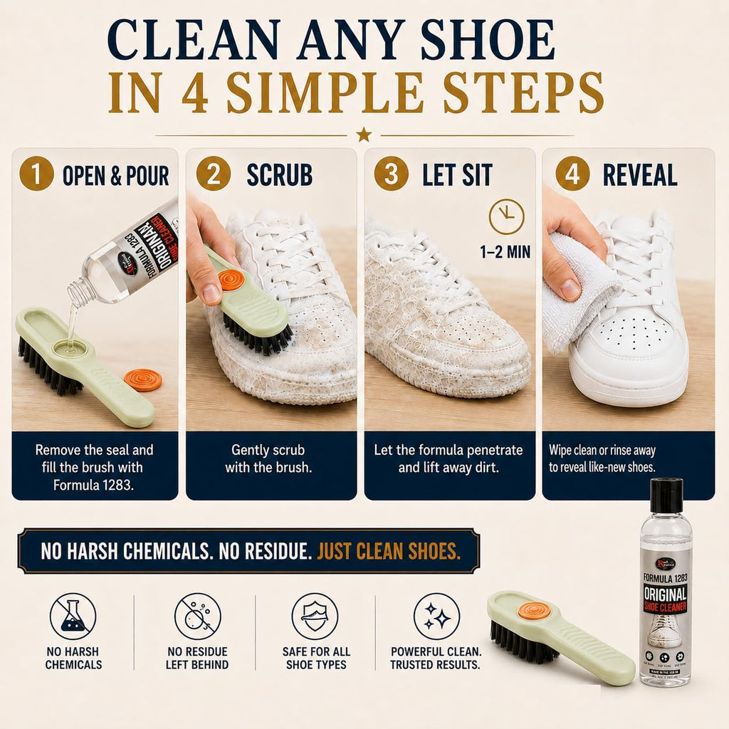 Shoe Cleaner Solution with Brush, Sneaker Cleaner & Suede Shoe Cleaner for Leather, Mesh, Canvas, Tennis Shoes, Boots