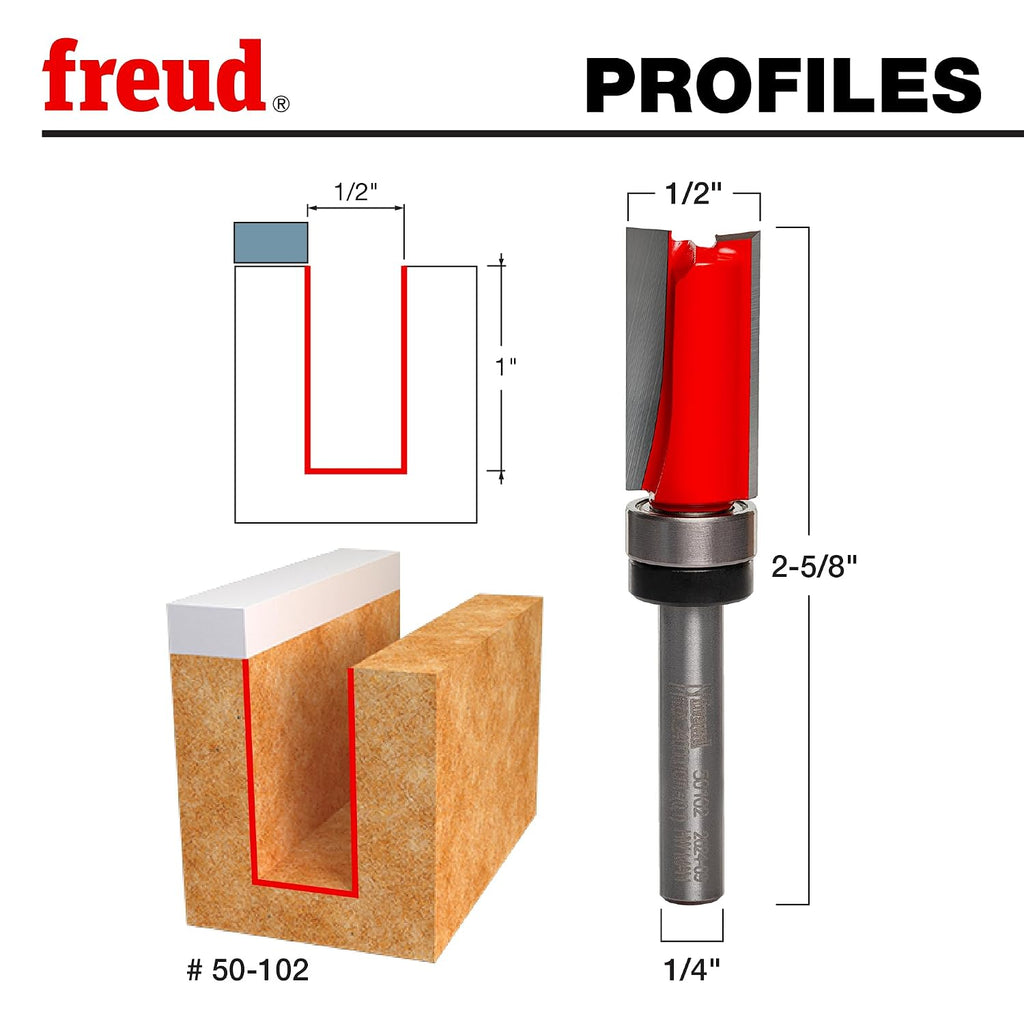 50-102: 1/2" (Dia.) Top Bearing Flush Trim Bit