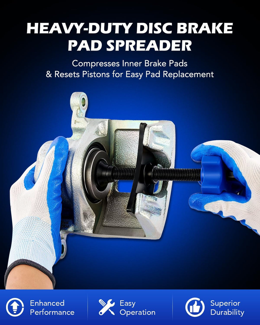 OMT Brake Pad Spreader and Piston Compressor Tool with Swivel Joint