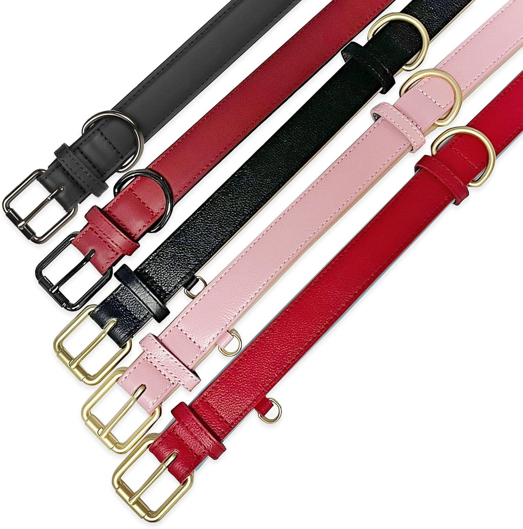 PU Leather Dog Collar Adjustable Soft Padded for Large/Medium Dogs Black,M