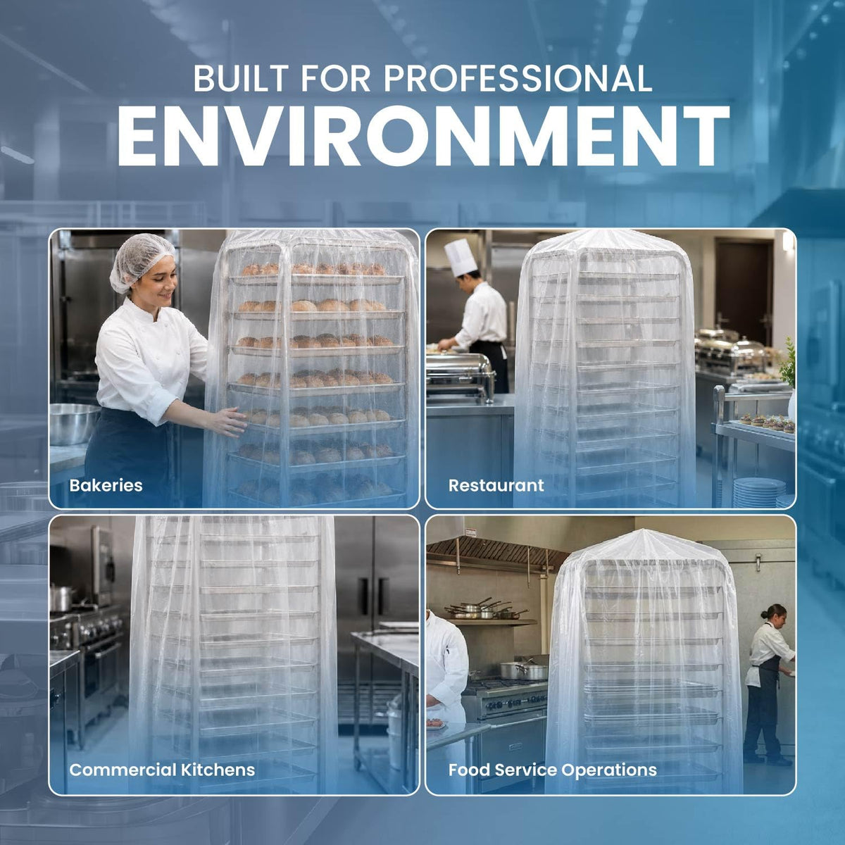 RackWrap Bun Pan Rack Covers, 53" x 80", Clear, Roll of 50