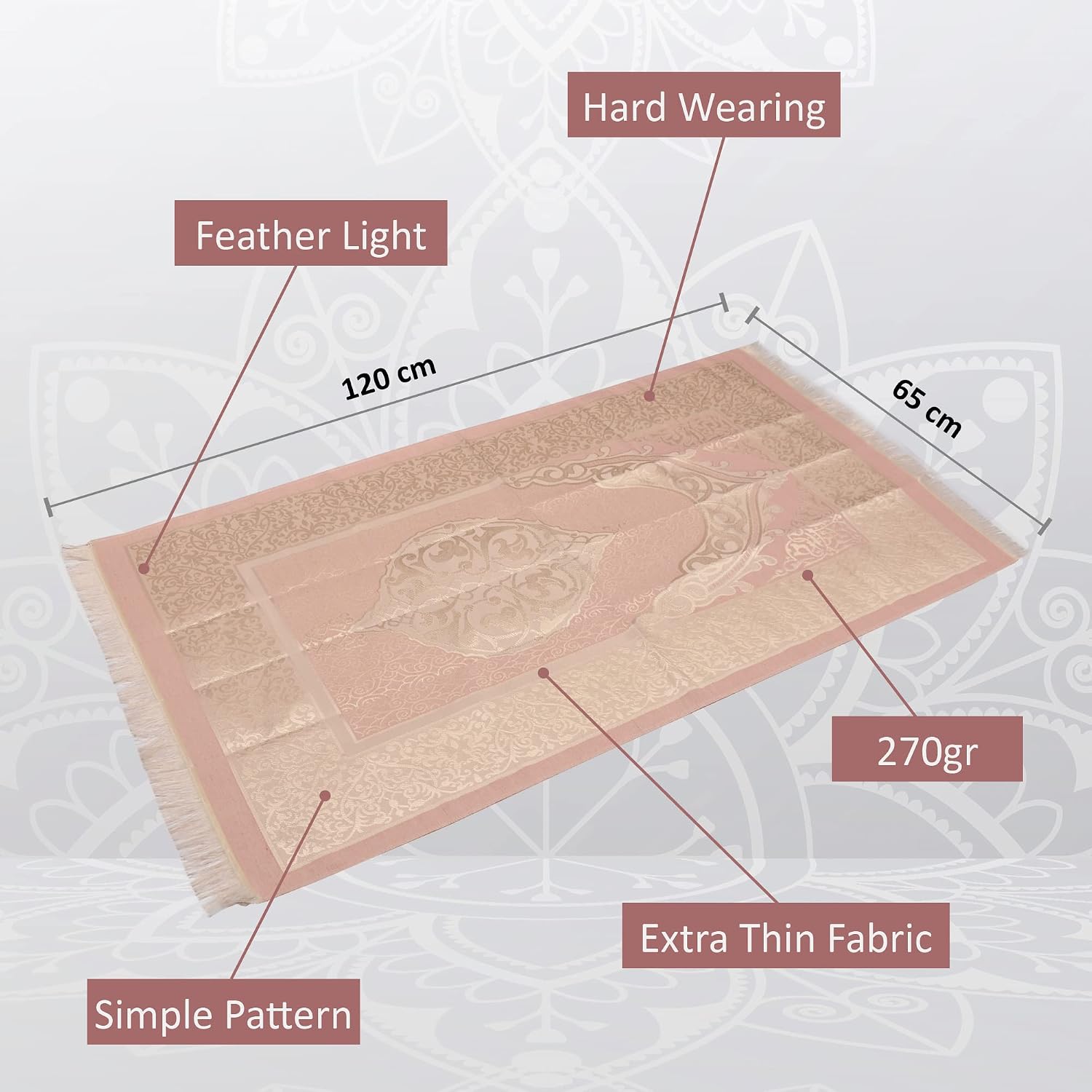Prayer Rug Islamic Gift Set, Velvet Prayer Mat, Prayer Beads, Scarf and Yaseen Book, Perfect Family and Muslim Eid