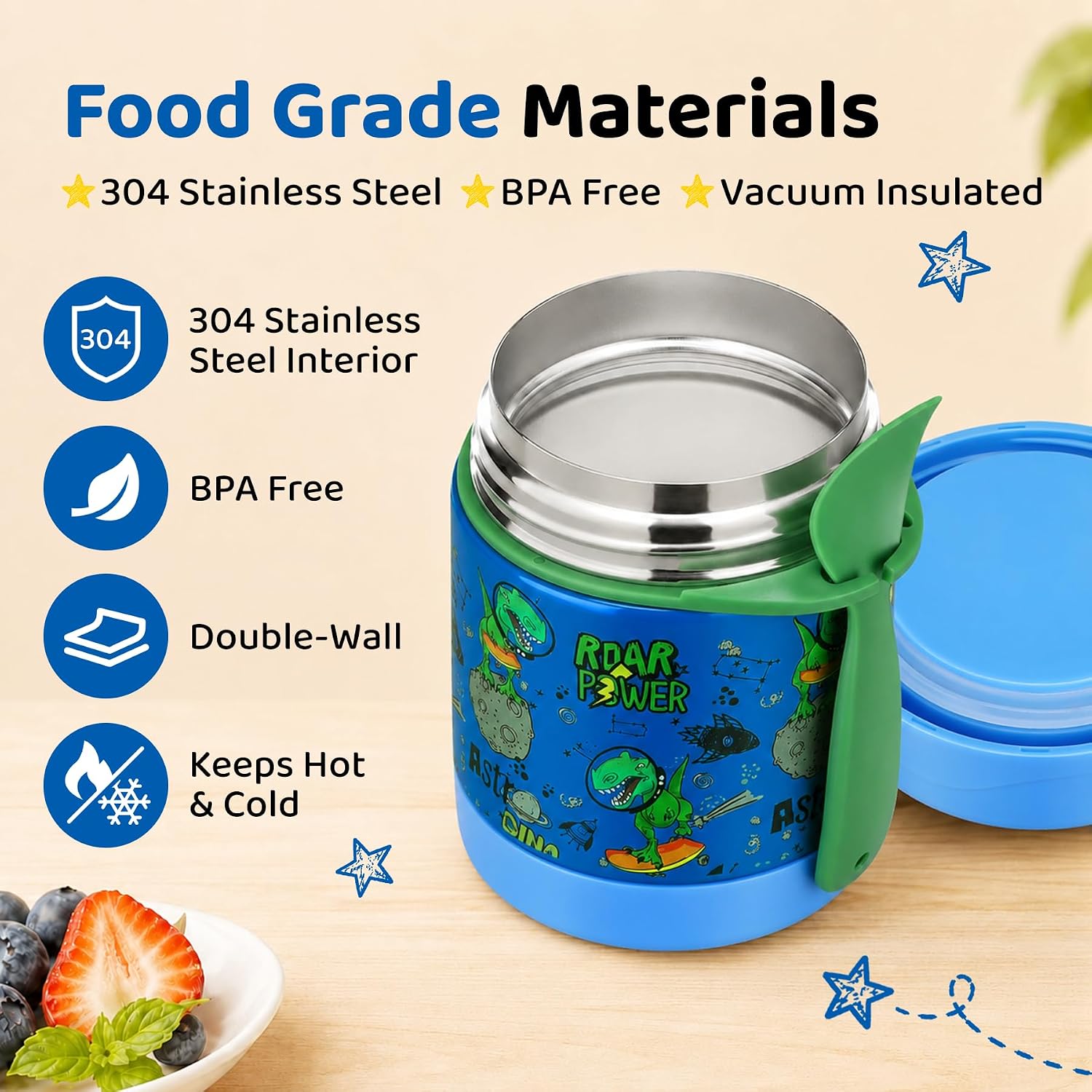 10oz Soup Thermo for Hot Food Kids Insulated Food Jar,Thermo Hot Food Lunch Container, Width Mouth Stainless Steel