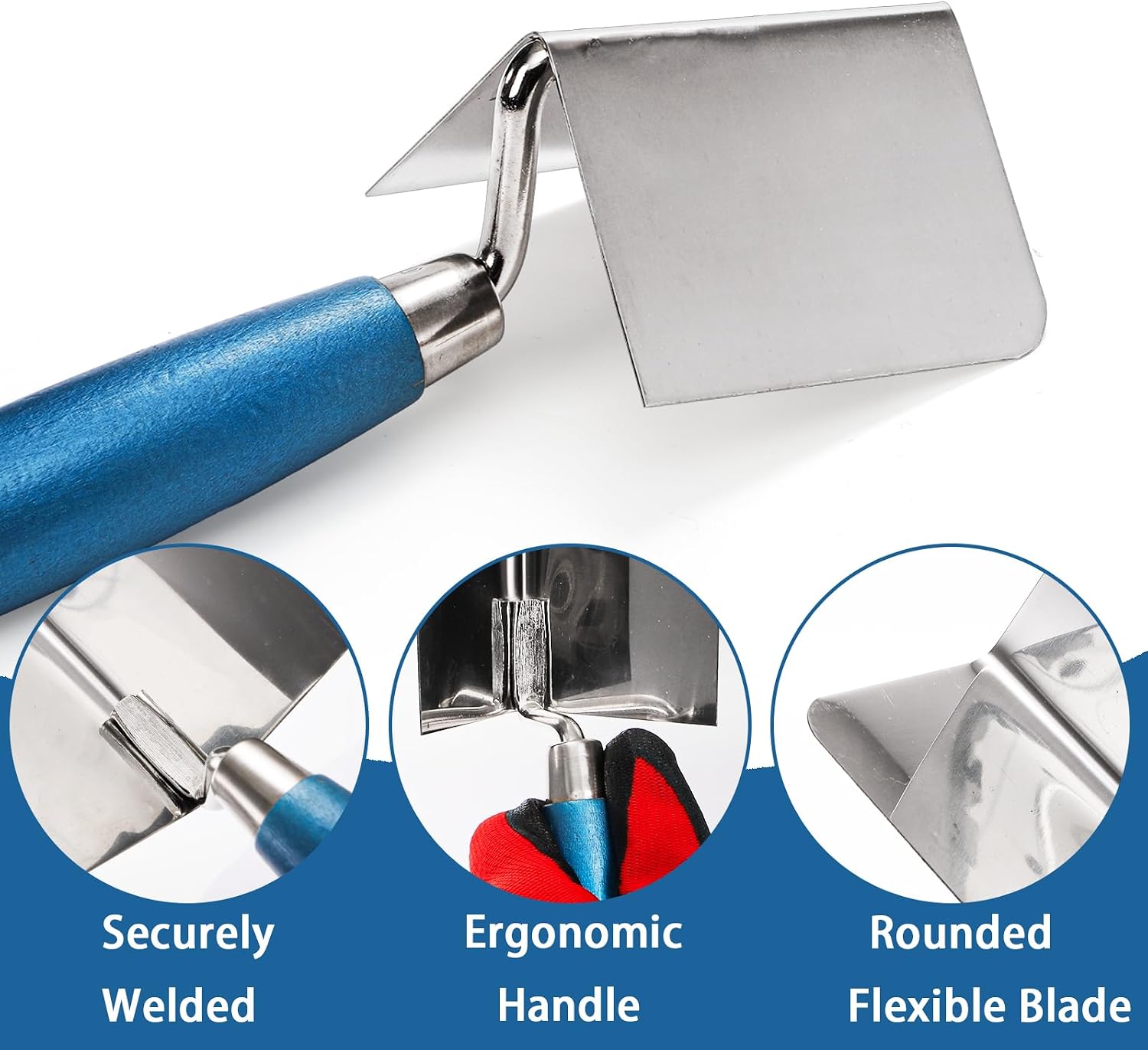 2 Pieces Drywall Corner Tool Set, Inside and Outside Corner Knife, Stainless Steel Corner Trowel, Concrete Finishing